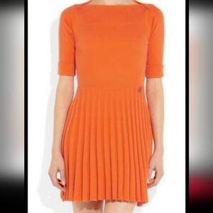 See By Chloe Orange Ribbed Mini Sweater Dress Sz 12 "Runs Small"